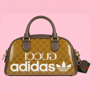 GUCCI古驰 x adidas originals 联名款 品牌Logo印花GG字母交织图案 帆布拼皮革 旅行包单肩斜挎手提包 男女同款情侣款