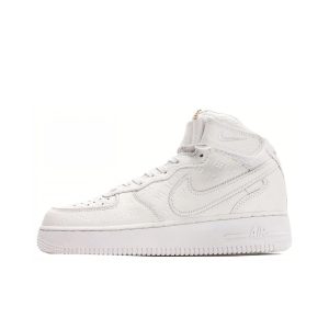 Nike x LOUIS VUITTON Air Force 1 鞋面印花花纹 中帮 时尚板鞋 男女同款 白色